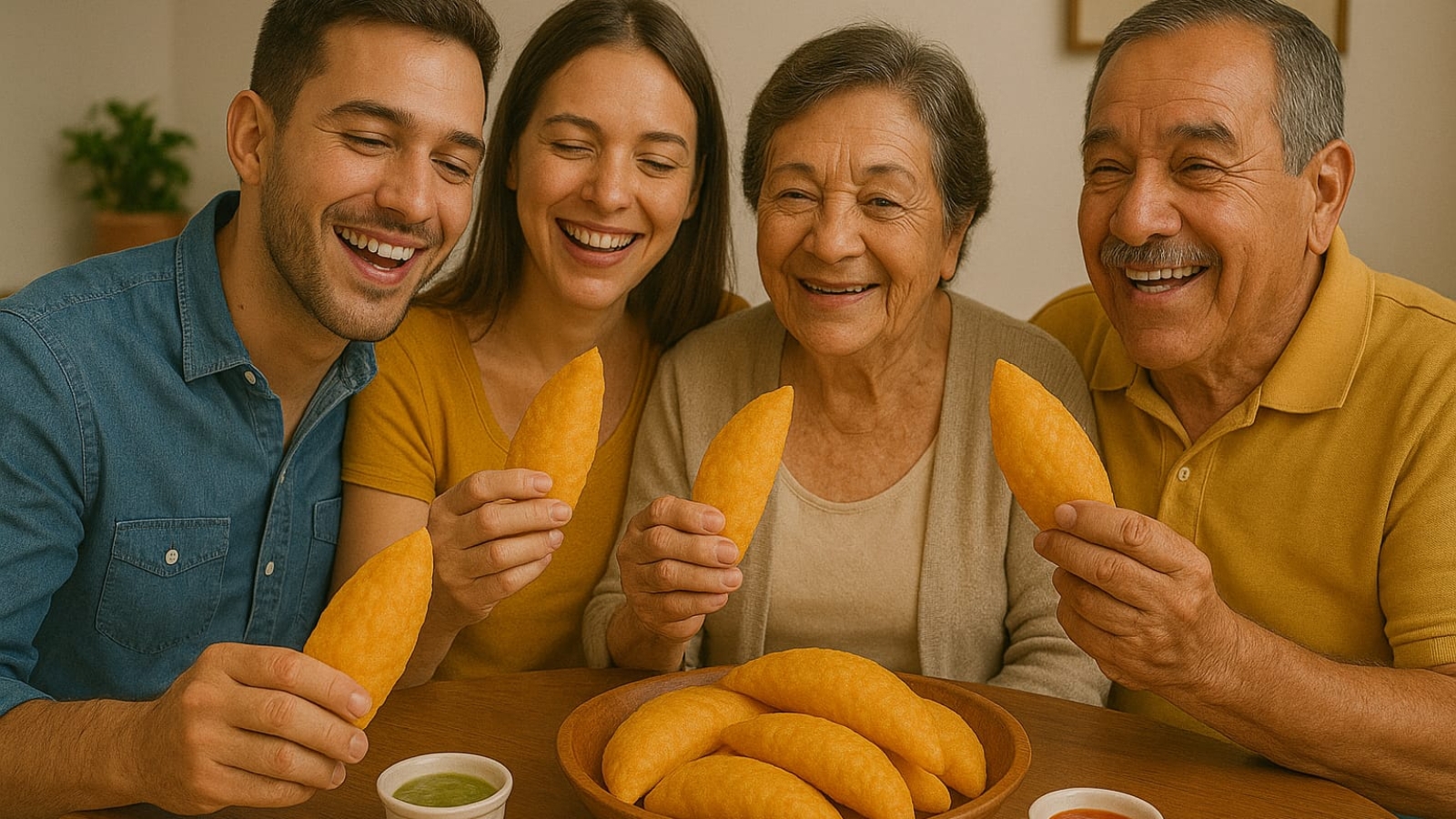 familia comiendo empanada