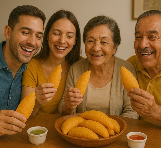 familia comiendo empanada