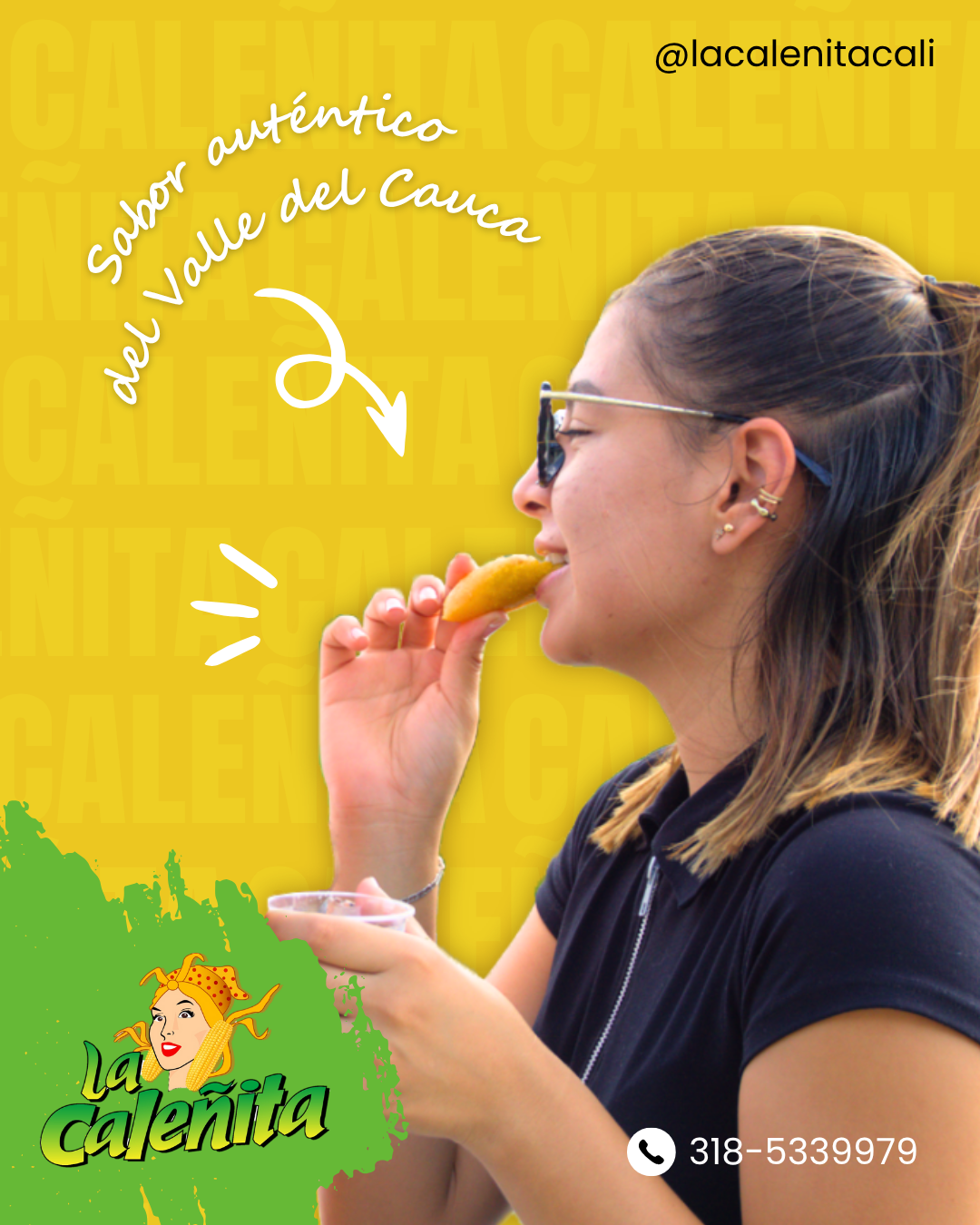 Mujer comiendo empanada